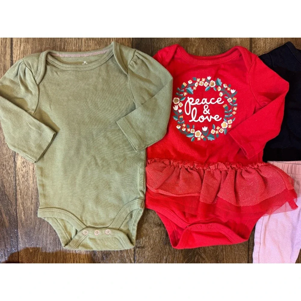 Baby Girl Clothes 0/3 Months Pants Bodysuits Shirts Outfits Long Sleeves‎ Peace